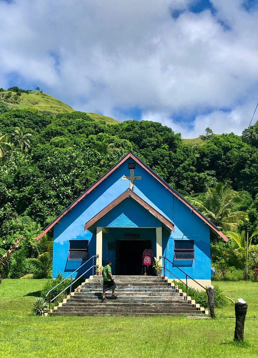 Historic blue church in Levuka