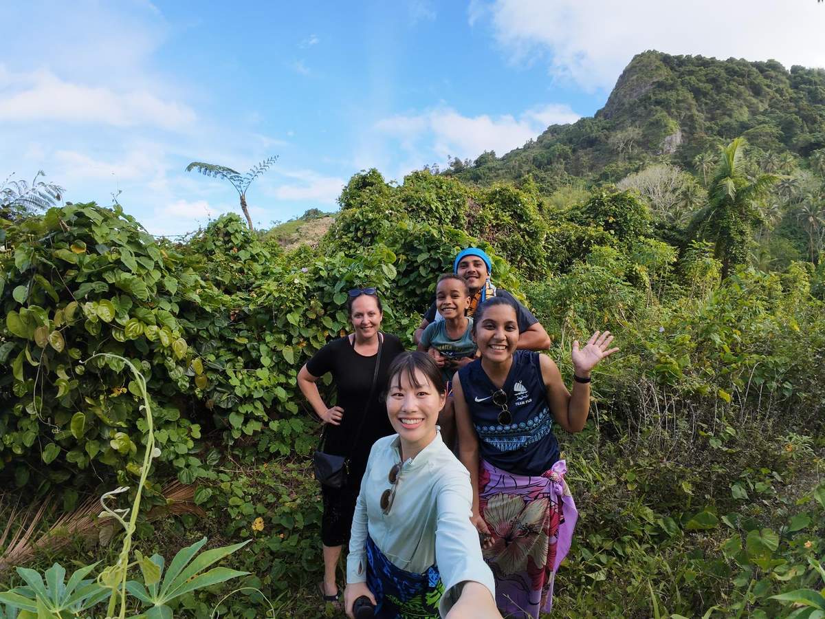 Hiking group on mountain trail