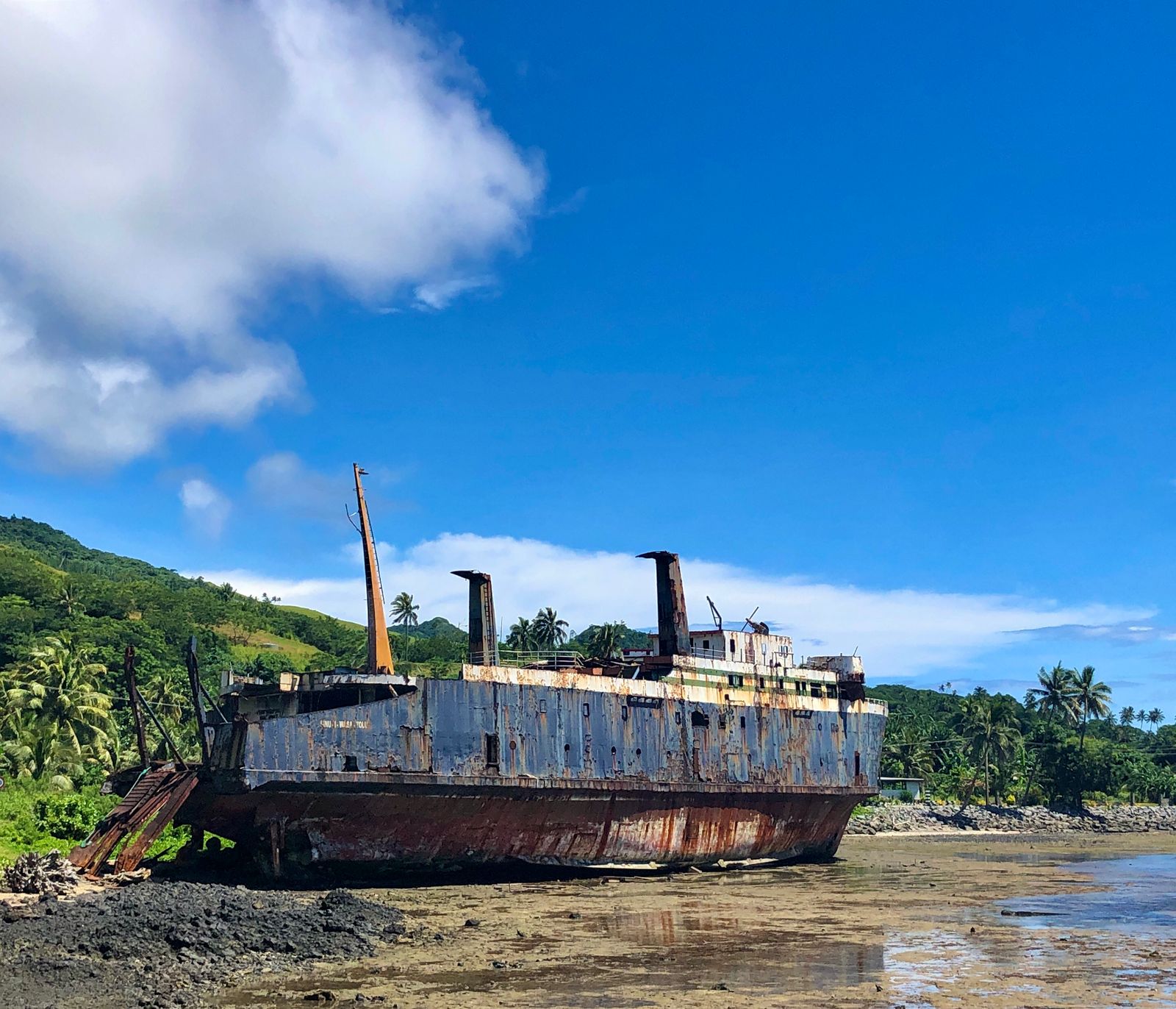 Historic shipwreck on Ovalau beach