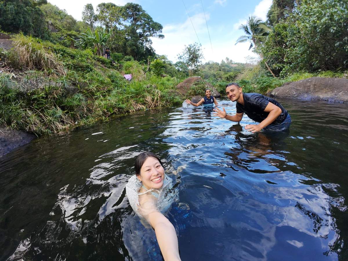 Swimming in crystal clear water